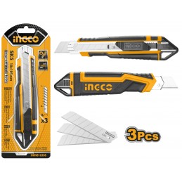 CUCHILLO CARTONAJE RETRACTIL 169MM C/3 HOJAS REPUESTO (HKNS16538) INGCO
