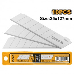 HOJA REPUESTO CUCHILLO CARTONERO 25X127 MM JUEGO10 PIEZAS (HKNSB2501) INGCO