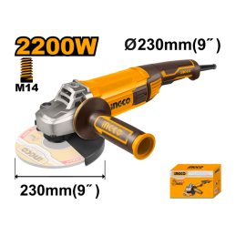 Esmeril Angular INGCO 9" 2200W (AG220018) | Potencia y Rendimiento para la Construcción