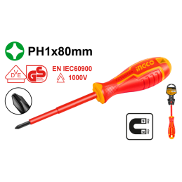Atornillador Eléctrico Aislado 1000V PH1 x 80 mm INGCO | Seguridad y Precisión