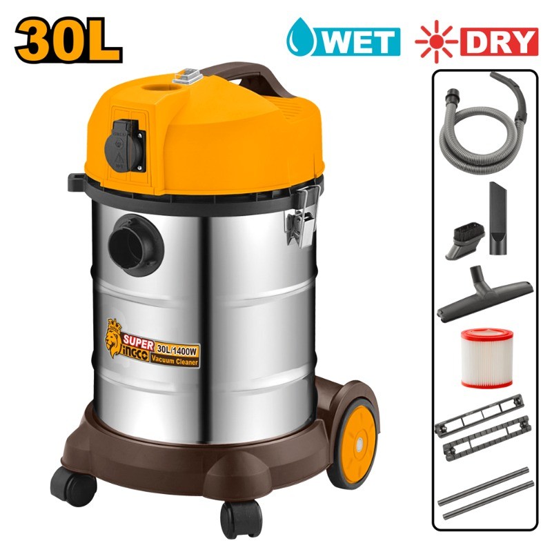 Aspiradora Industrial INGCO 1400W - Seco y Húmedo, 30L (VC14301) Aspiradora Industrial INGCO 1400W - Seco y Húmedo, 30L (VC14301)