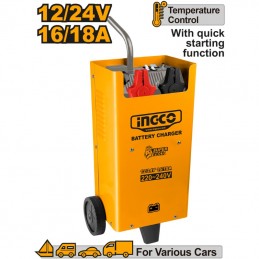 Cargador de Baterías Industrial 12/24V 300 Amp (ING-CD2201) INGCO - Carga Rápida y Arranque Eficiente