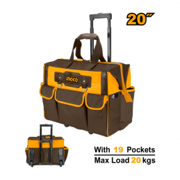 Descubre el bolso para herramientas de 20'' INGCO (HRRTB2015): resistente, portátil y diseñado con ruedas y mango telescópico. P