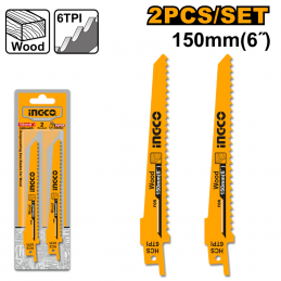 Pack de 2 Sierras para Sierra Sable de Madera de Repuesto de 150mm INGCO (SSB644D) - Cortes Eficientes y Precisos en Madera