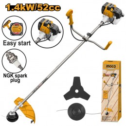 Desbrozadora de Pasto a Gasolina INGCO GBC5524411 – 52cc, 2.2 HP, Potencia y Eficiencia para Jardinería
