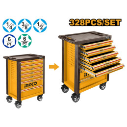 CAJA METALICA 7 CAJONES C/HERRAMIENTAS JGO 328 PZAS  (HTCS273281) INGCO