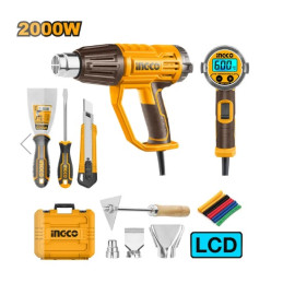 Pistola de Calor Digital INGCO 2000W | 50-600°C con Accesorios y Maleta