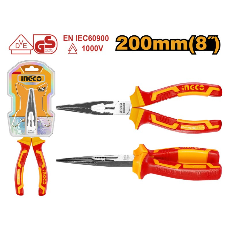 Alicate Punta Larga Aislado 1000 V 200 mm (8″) HILNP28208 | INGCO Alicate Punta Larga Aislado 1000 V 200 mm (8″) HILNP28208 | INGCO