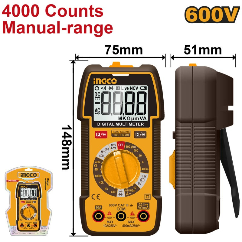 Multímetro Digital Industrial 600 V DM36002 | INGCO Multímetro Digital Industrial 600 V DM36002 | INGCO