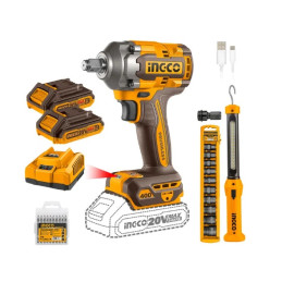 Pistola de Impacto 1/2" 20V 400Nm + Accesorios | INGCO COSLI23048