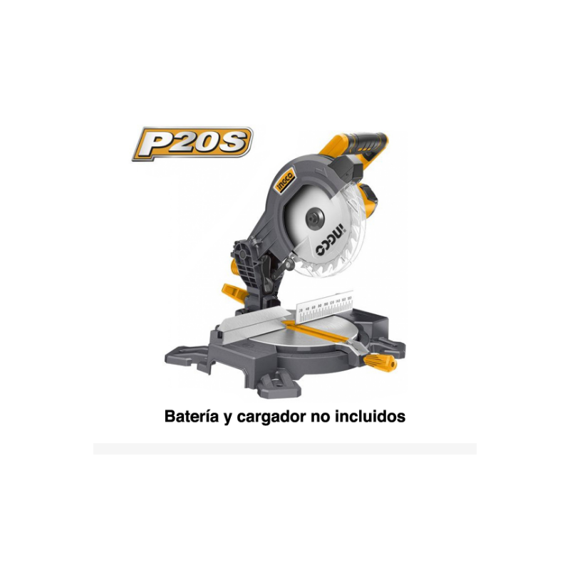 Sierra Ingleteadora Inalámbrica Industrial 20V 210mm 8" INGCO (CMS2001) - Cortes Precisos en Madera sin Cables