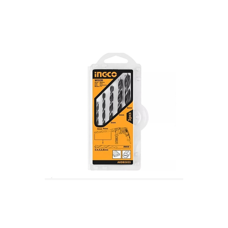 SET BROCAS PARA MADERA 5 PIEZAS 3-8MM (AKDB5055) INGCO SET BROCAS PARA MADERA 5 PIEZAS 3-8MM (AKDB5055) INGCO
