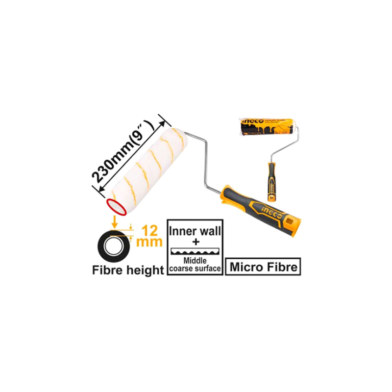Rodillo de Microfibra de 230 mm INGCO (HRHT042301D) - Aplicación Uniforme de Pintura en Superficies Grandes Rodillo de Microfibra de 230 mm INGCO (HRHT042301D) - Aplicación Uniforme de Pintura en Superficies Grandes